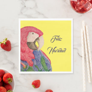 Feliz Navidad Parrot Christmas Macaw Serviette