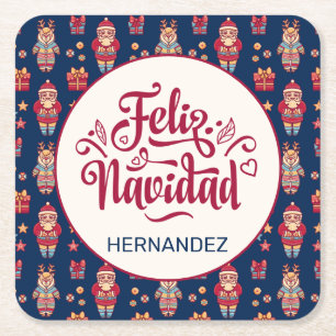 Feliz Navidad Personalisiert Rechteckiger Pappuntersetzer