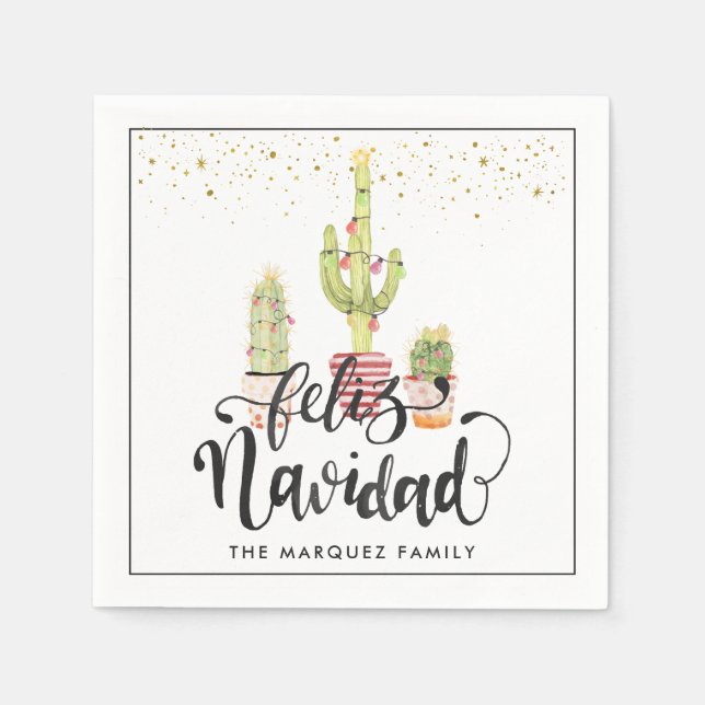 Feliz Navidad | Personalisiertes Party Serviette (Vorderseite)