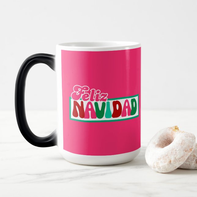 Feliz Navidad - Pink Morphing Verwandlungstasse (Mit Donut)