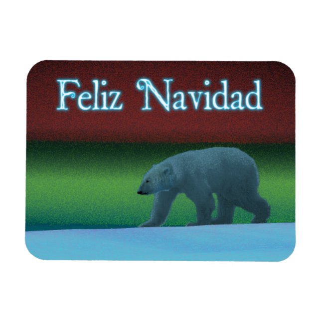 Feliz Navidad - Polarlichter-Polarbär Magnet (Horizontal)