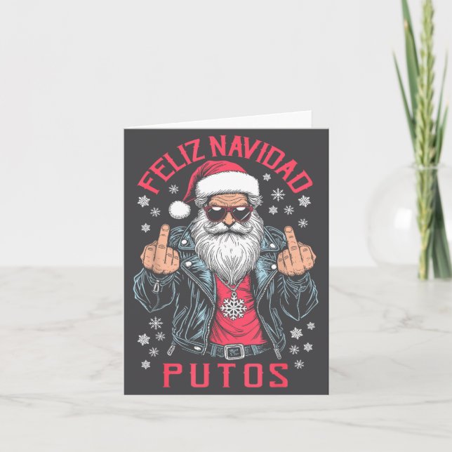 Feliz Navidad Putos Funny Rude Spanish Santa Middl Karte (Vorderseite)