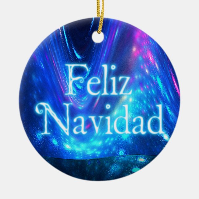 Feliz Navidad - Qaanaq - Nordlichter Keramik Ornament (Vorne)