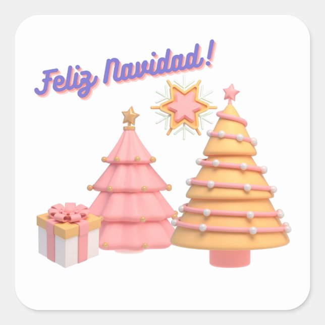 FELIZ NAVIDAD QUADRATISCHER AUFKLEBER (Vorderseite)