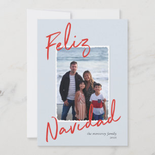 Feliz Navidad Red Blue Holiday Card Feiertagskarte