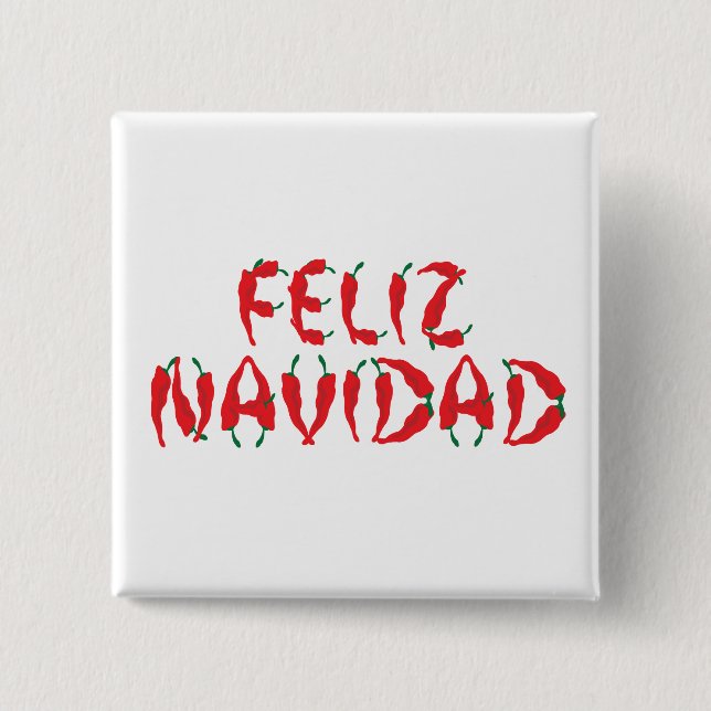 Feliz Navidad Red Chile Pepper Button (Vorderseite)