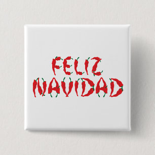 Feliz Navidad Red Chile Pepper Button