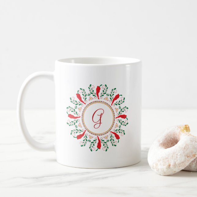 Feliz Navidad Red Chile Pepper Kaffeetasse (Mit Donut)