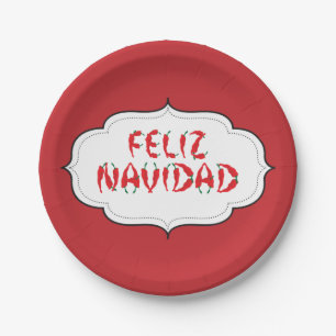 Feliz Navidad Red Chile Pepper Pappteller
