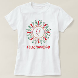 Feliz Navidad Red Chile Pepper Wreath T-Shirt