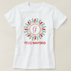 Feliz Navidad Red Chile Pepper Wreath T-Shirt