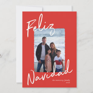 Feliz Navidad Red Green White Holiday Card Feiertagskarte
