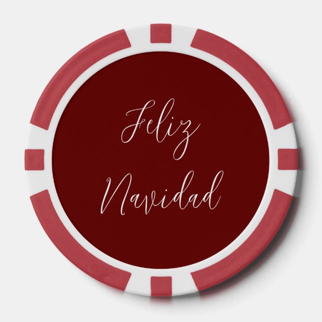 Feliz Navidad Red Merry Weihnachtskritik Pokerchips (Vorderseite)