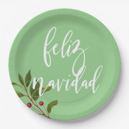 Feliz Navidad Red und Green Simple Christmas Pappteller