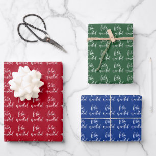 Feliz Navidad Red und White Christmas Geschenkpapier Set