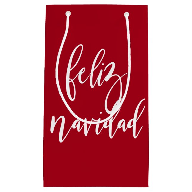 Feliz Navidad Red und White Christmas Kleine Geschenktüte (Vorderseite)