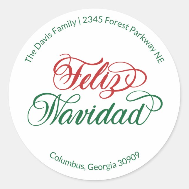 Feliz Navidad Return Address Sticker  (Vorderseite)