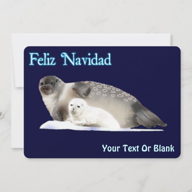 Feliz Navidad - Ringed Siegel Feiertagskarte (Vorderseite)
