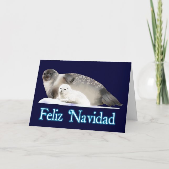 Feliz Navidad - Ringed Siegel Feiertagskarte (Vorderseite)