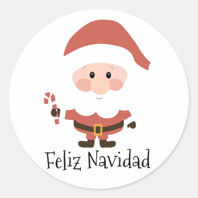Feliz Navidad Runder Aufkleber (Vorderseite)