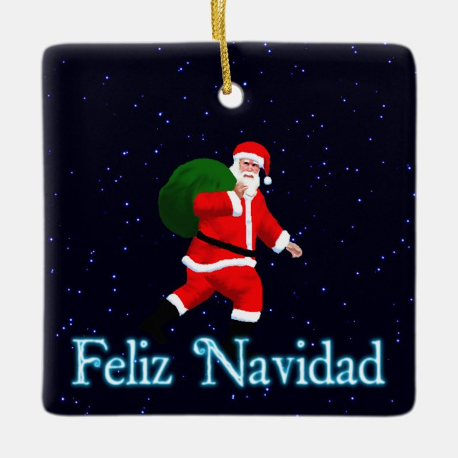 Feliz Navidad - Santa Claus Keramikornament (Vorderseite)