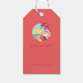 Feliz Navidad Santa Holiday Card Geschenkanhänger