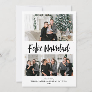 Feliz Navidad Schwarz-Weiß-Multiplex-Foto Feiertagskarte