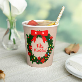 Feliz Navidad Set Frohe Weihnachtswraath Bow Pappbecher