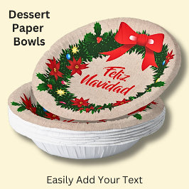 Feliz Navidad Set Frory Christmas Wreath Bow, Pappteller