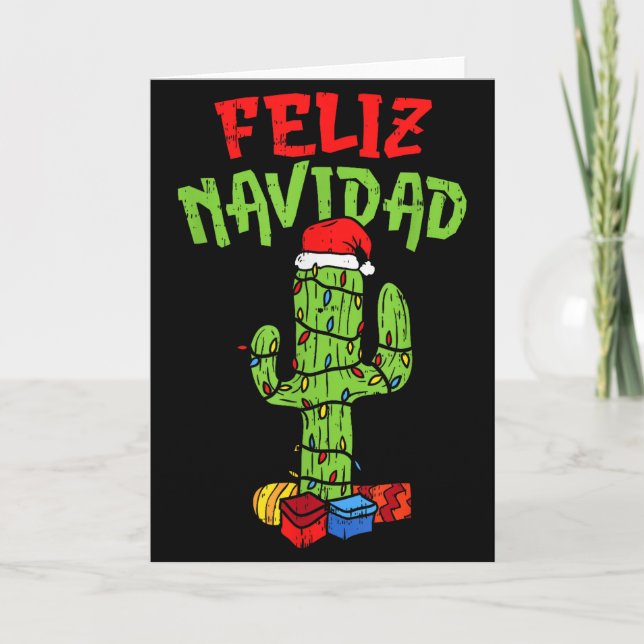 Feliz Navidad Shirt Mexican Christmas Cactus Xmas  Karte (Vorderseite)