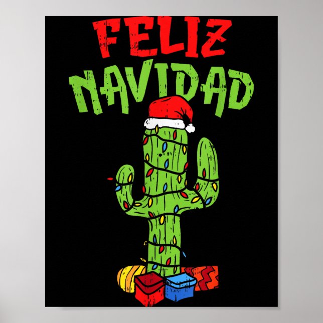 Feliz Navidad Shirt Mexican Christmas Cactus Xmas  Poster (Vorne)