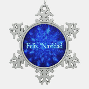 Feliz Navidad - Snowburst Schneeflocken Zinn-Ornament