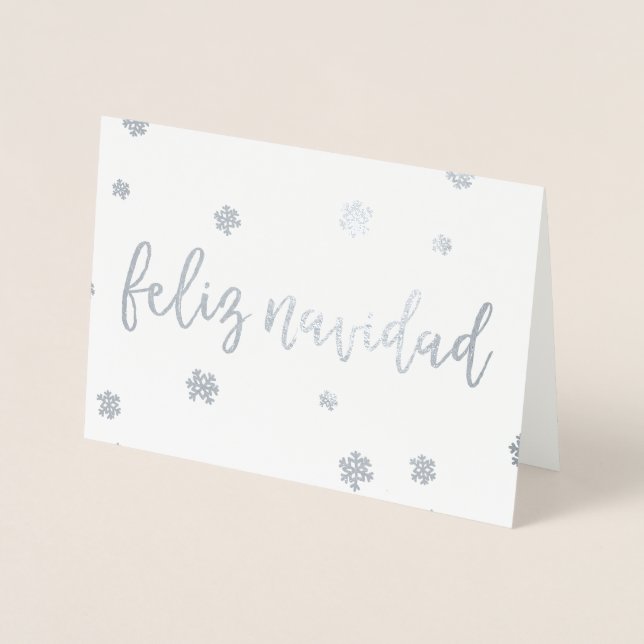 Feliz Navidad Snowflakes Folienkarte (Vorderseite)