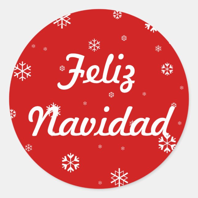 Feliz Navidad Snowflakes Runder Aufkleber (Vorderseite)