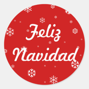 Feliz Navidad Snowflakes Runder Aufkleber