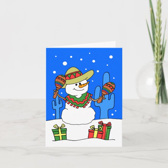 Feliz Navidad Snowman Feiertagskarte (Vorderseite)