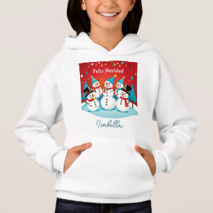 Feliz Navidad Snowman Personalisierter Name Spanis Hoodie