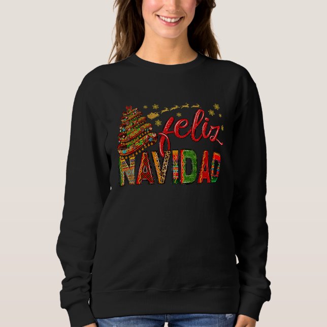 Feliz Navidad  Sombrero Xmas Tree Mexican Christma Sweatshirt (Vorderseite)