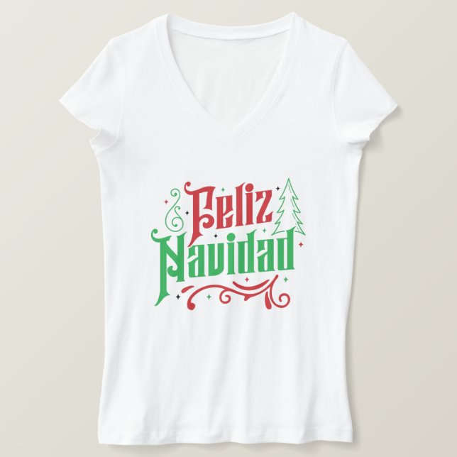 Feliz Navidad Spanisch Frohe Weihnachten T-Shirt (Design vorne)