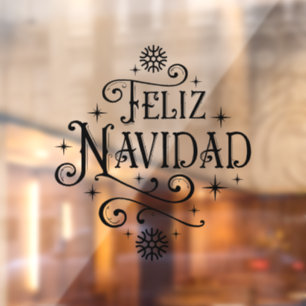 Feliz Navidad Spanisch Frohe Weihnachtstypografie Fensteraufkleber