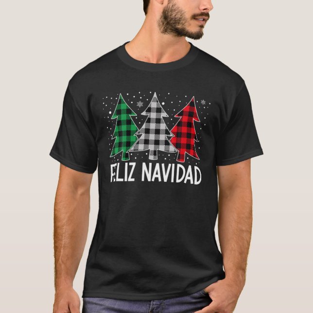 Feliz Navidad Spanische Weihnachtsbaumen Matching  T-Shirt (Vorderseite)