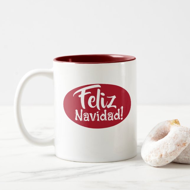 Feliz Navidad Spanische Weihnachtsfeier Tasse (Mit Donut)