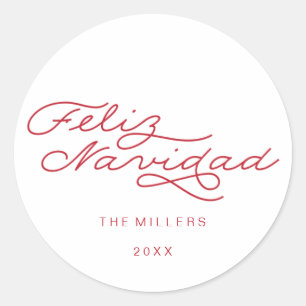 Feliz Navidad, spanischer Weihnachtsaufkleber Runder Aufkleber