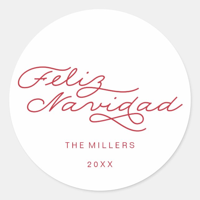 Feliz Navidad, Spanischer Weihnachtssticker Runder Aufkleber (Vorderseite)