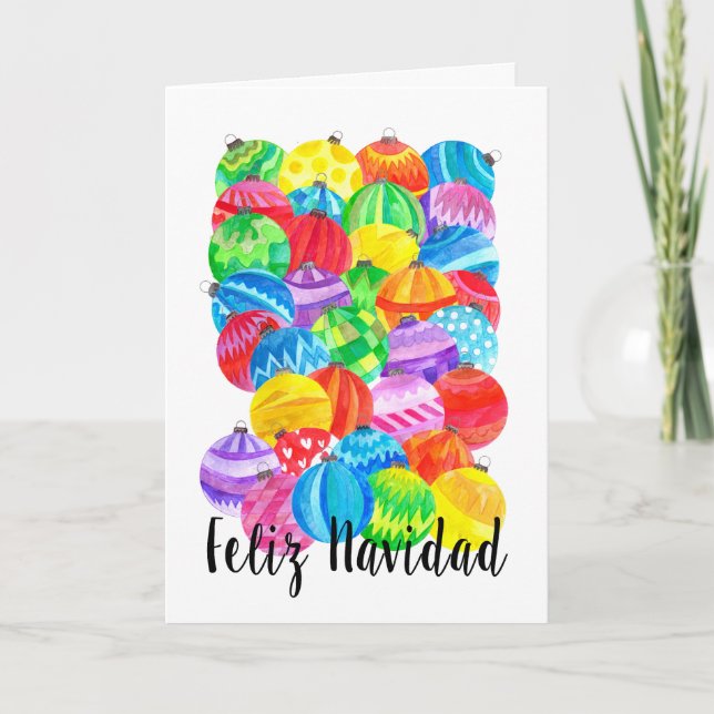 Feliz Navidad spanisches Weihnachten, Aquarell Feiertagskarte (Vorderseite)