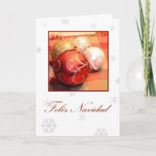 Feliz Navidad, spanisches Weiß mit Verzierungen Feiertagskarte
