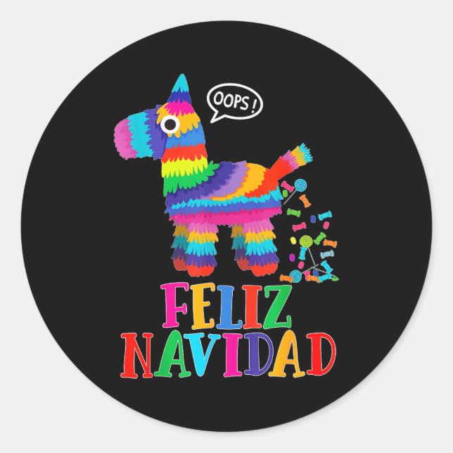 Feliz Navidad Spanish Christmas Funny Mexican Nata Runder Aufkleber (Vorderseite)