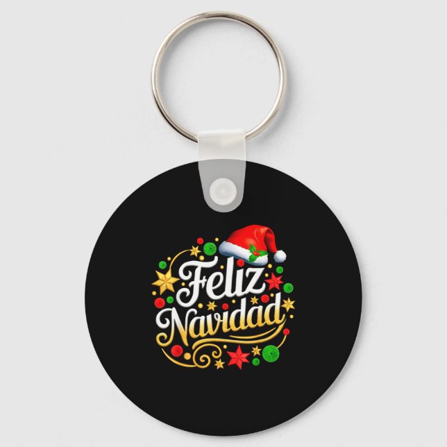 Feliz Navidad Spanish Mexican Christmas Xmas Holid Schlüsselanhänger (Vorderseite)