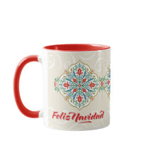 Feliz Navidad Spanish Mexico Tile Red Christmas