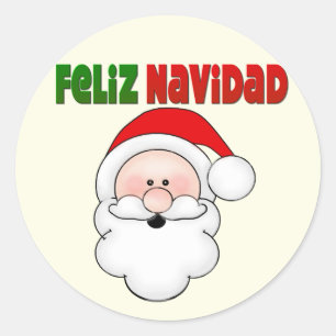 Feliz Navidad Spanish Santa Santa Runder Aufkleber
